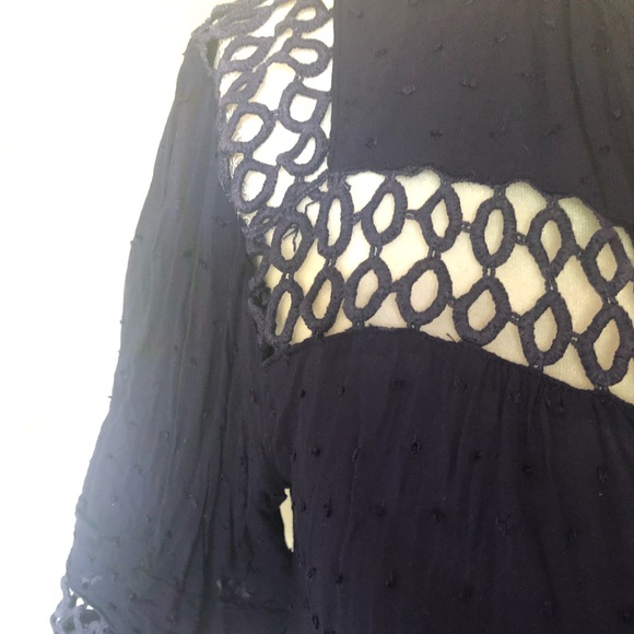 Anthropologie Navy blue blouse with cutout accents - Picture 8 of 15